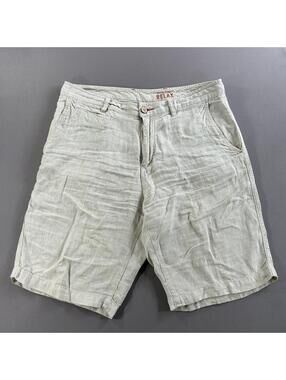 Tommy Bahama Linen Shorts Mens 32 (fits 34) Beige Lightweight Pockets Casual